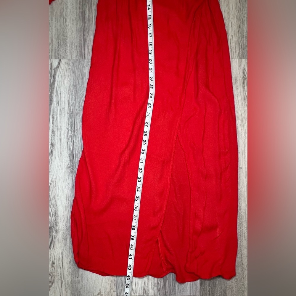 ReformationOrange/Red Long Sleeve Asymmetric Midi Dress Size 2 - Picture 12 of 14